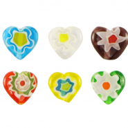 Abalorios Millefiori coraz&oacute;n flor Multicolor