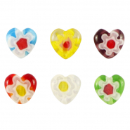 Abalorios Millefiori coraz&oacute;n flor Multicolor