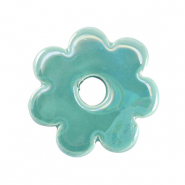 Abalorios de cerámica griega DQ flor Turquesa