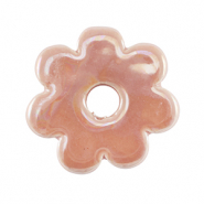 Abalorios de cerámica griega DQ flor Rosa rojizo