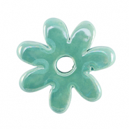 Abalorios de cerámica griega DQ flor Turquesa