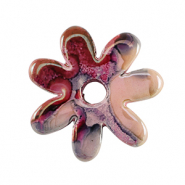 Abalorios de cerámica griega DQ flor Rosa-negro