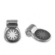 Correderas met&aacute;lica DQ flor Plata vieja (sin n&iacute;quel)