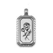 Colgantes met&aacute;licos DQ flor Plata vieja (sin n&iacute;quel)