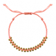 Pulseras Trendy abalorios de metal Rosa melocot&oacute;n-dorado