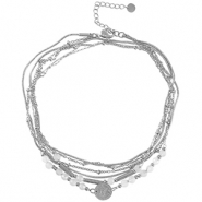 Pulseras tobillera Acero Inox piedra Plateado-blanco