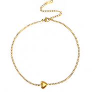 Pulseras tobillera Acero Inox corazón Dorado