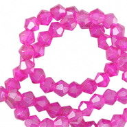 Abalorios faceteados bicono 4mm Rosa ne&oacute;n