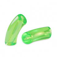 Abalorios acr&iuml;licos tubo Verde peridoto	-cubierta AB