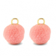 colgantes pompón con anilla 10mm Dorado-rosa