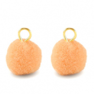 colgantes pompón con anilla 10mm Dorado-naranja salmón