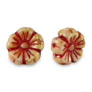 Abalorios Checos flor 9mm Rojo-marr&oacute;n almendra
