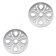 Colgantes Acero Inox entrepieza flor Plateado