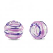Abalorios de cristal pintados a mano 14mm Transparente-púrpura lila