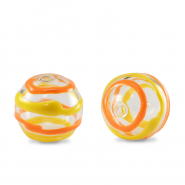 Abalorios de cristal pintados a mano 14mm Transparente-amarillo naranja