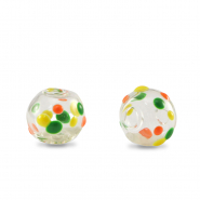 Abalorios de cristal pintados a mano 8mm Transparente-amarillo naranja
