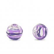 Abalorios de cristal pintados a mano 8mm Transparente-púrpura lila