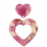 Colgantes llamativos corazón Magenta mármol