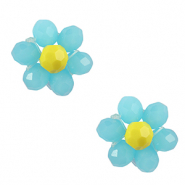 Colgantes faceteados flor Azul cielo-amarillo