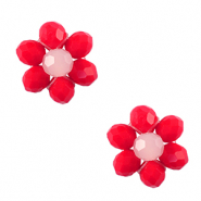 Colgantes faceteados flor Rojo-rosa
