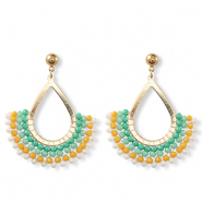Pendientes faceteados gota Dorado-multicolor