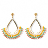 Pendientes faceteados gota Dorado-multicolor