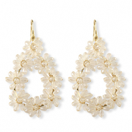 Pendientes faceteados gota Dorado-transparente
