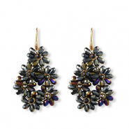 Pendientes faceteados gota Dorado-azul noche