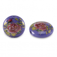 Abalorios de cristal 14mm flor Azul cobalto-rosa roja
