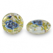Abalorios de cristal 14mm flor Transparente-azul