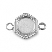 Colgante Piedra de Nacimiento con engaste de acero inoxidable para SS16 base plana Plateado
