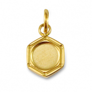 Colgante Piedra de Nacimiento con engaste de acero inoxidable para SS16 base plana Dorado