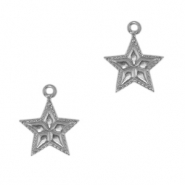 Colgantes Acero Inox estrella Plata vieja