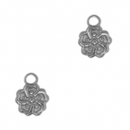Colgantes Acero Inox flor Plata vieja