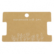 Tarjetas para joyer&iacute;a "handmade with love" flores Marr&oacute;n claro