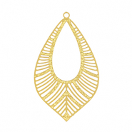 Colgantes Acero Inox bohemios hoja Dorado