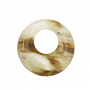 Colgantes de piedra natural vidrio dona 30mm Marr&oacute;n-transparente