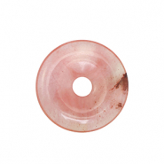 Colgantes de piedra natural vidrio dona 25mm Rosa-transparente