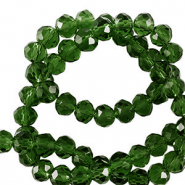 Abalorios faceteados disco 3x2mm Verde esmeralda oscuro