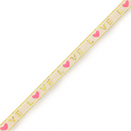 Cinta con texto "love" Rosa pálido-dorado