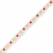 Cinta con texto corazon Rosa pálido-dorado rojo