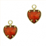 Colgantes de cristal coraz&oacute;n Rojo-dorado