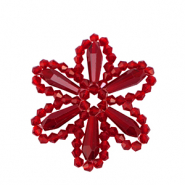Pendientes faceteados flor Rojo