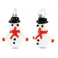 Colgantes de cristal mu&ntilde;eco de nieve Blanco-rojo-negro