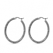 Pendientes Acero Inox criolla zirc&oacute;n Plateado