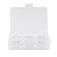 Expositor de joyería caja de almacenamiento con 6 cajitas redondas transparente