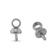 Fornituras acero inox terminal para abalorios Plateado