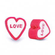 Abalorios de polímeros ''Love'' Rojo-Blanco