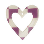 Colgantes de resina corazón Púrpura-beige