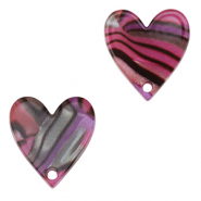 Colgantes de resina corazón Rosa magenta-negro
